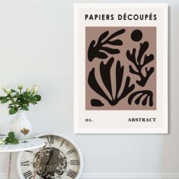 ARTZE Brown & Black Matisse Style Floral Cutout Framed Print SIZE: A4 with White Frame - thumbnail 2