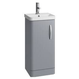 Balterley Handsacre Contemporary 1 Door Vanity Basin Unit, Gloss Grey, 400mm in Grey - thumbnail 1