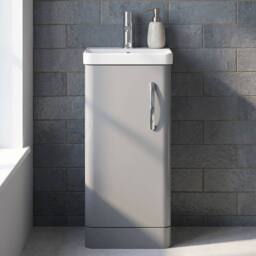 Balterley Handsacre Contemporary 1 Door Vanity Basin Unit, Gloss Grey, 400mm in Grey - thumbnail 3