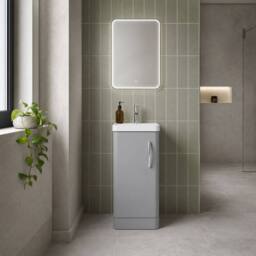 Balterley Handsacre Contemporary 1 Door Vanity Basin Unit, Gloss Grey, 400mm in Grey - thumbnail 4