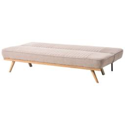 Wyld and Coco 2 Seater Sofa Bed Light Brown Woven Fabric Tufted Backrest Wood - thumbnail 5