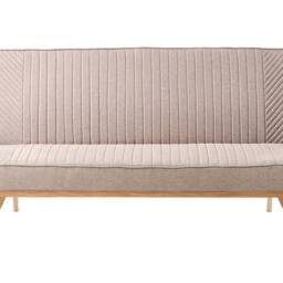 Wyld and Coco 2 Seater Sofa Bed Light Brown Woven Fabric Tufted Backrest Wood - thumbnail 2
