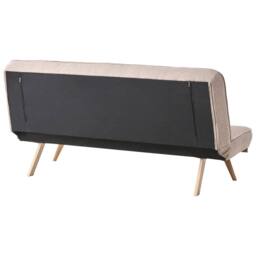 Wyld and Coco 2 Seater Sofa Bed Light Brown Woven Fabric Tufted Backrest Wood - thumbnail 6