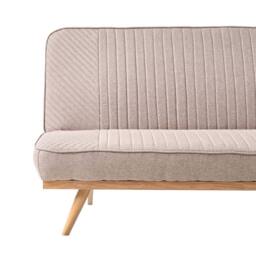 Wyld and Coco 2 Seater Sofa Bed Light Brown Woven Fabric Tufted Backrest Wood - thumbnail 7