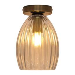 First Choice Lighting Set of 2 Birch - Fluted Glass Antique Brass Ceiling Light Fittings in Clear - thumbnail 3