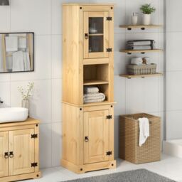 Berkfield Home Bathroom Cabinet Corona 50x40x185 cm Solid Wood Pine in Brown - Size: 50 x 40 x 185 cm - thumbnail 3