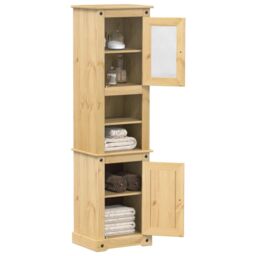 Berkfield Home Bathroom Cabinet Corona 50x40x185 cm Solid Wood Pine in Brown - Size: 50 x 40 x 185 cm