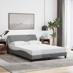 "Berkfield Home Bed Frame ""Dover"" Light Grey 135x190 cm Double Fabric"