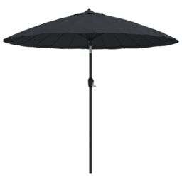 Berkfield Home Outdoor Parasol with Aluminium Pole 270 cm Black - thumbnail 2