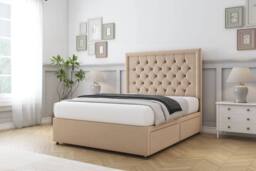 "Sloomy Amberley Plush Divan Bed Base 4 Drawers With 26"" Strutted Headboard & 12"" Matching Footboard in Silver - Size: Double" - thumbnail 3