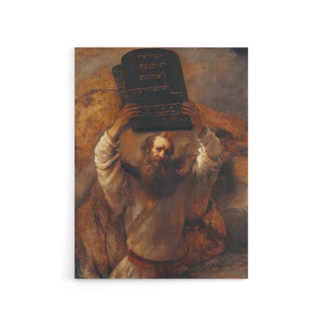 "Artery8 Rembrandt Moses With The Ten Commandments Canvas Wall Art Print in Brown - Size: W18"" x H24""" - image 1