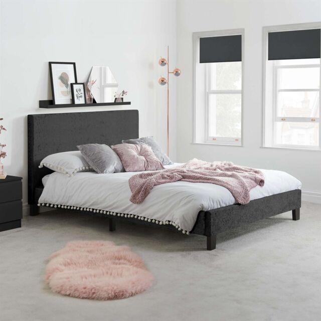 Birlea Bed Frame & Mattress Black Velvet Fabric Sleepsoul Paris - Size: Single - image 1