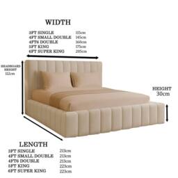 Desire Deco Kingston Modern Upholstered Bed Frame - Double, King, Super King in Beige - thumbnail 3