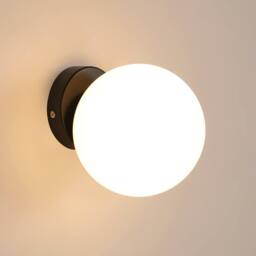 Pheashine Glass sphere wall lamp black base, E27 lamp Bulb included in White - thumbnail 3