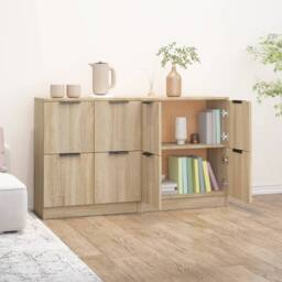 Berkfield Home Sideboards 2 pcs Sonoma Oak 60x30x70 cm Engineered Wood in Natural - Size: 60 x 30 x 70 cm - thumbnail 5
