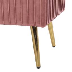 Wyld and Coco Pink Velvet Bench with Polished Gold Legs 118 x 40 cm - thumbnail 6