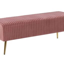 Wyld and Coco Pink Velvet Bench with Polished Gold Legs 118 x 40 cm - thumbnail 2