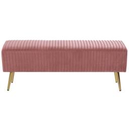 Wyld and Coco Pink Velvet Bench with Polished Gold Legs 118 x 40 cm - thumbnail 4