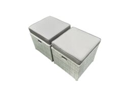 Fimous Rattan Garden Outdoor Furniture Set 11 Seater Garden Sofa Rectangulr Dining Table Set with 2 Small Footstool Light Grey Mixed - thumbnail 6