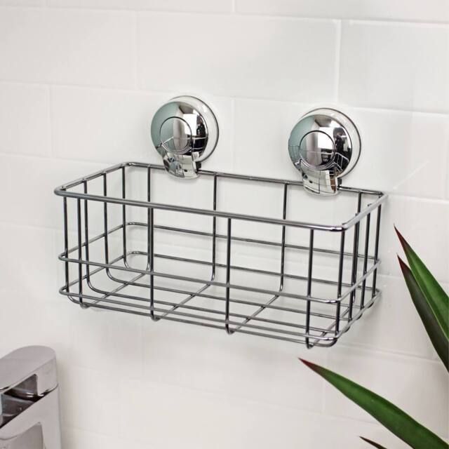 Showerdrape Suctionloc Chrome Steel Suction Wall Mounted Bottle Basket in Silver - image 1