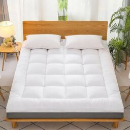 Alivio Soft & Fluffy Microfiber King Size Mattress Topper - Extra Thick Quilted Cover for Ultimate Comfort (White) in White - thumbnail 1
