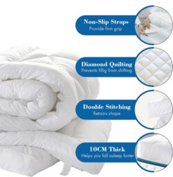 Alivio Soft & Fluffy Microfiber King Size Mattress Topper - Extra Thick Quilted Cover for Ultimate Comfort (White) in White - thumbnail 3