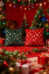 Living and Home Christmas Themed Plush Throw Pillows - Size: 45 cm x 45 cm - thumbnail 1