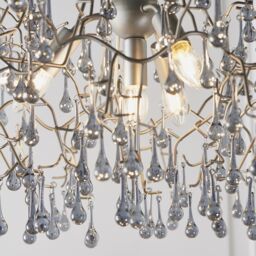 Netlighting 'RIMINI' Stylish Dimmable Indoor Modern 4 Light Glass Ceiling Pendant in Silver - thumbnail 4