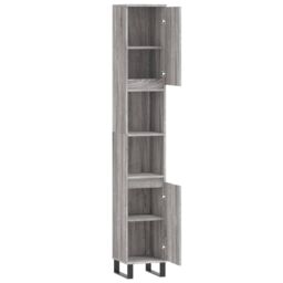 Berkfield Home Bathroom Cabinet Grey Sonoma 30x30x190 cm Engineered Wood - Size: 30 x 30 x 190 cm - thumbnail 6