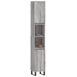 Berkfield Home Bathroom Cabinet Grey Sonoma 30x30x190 cm Engineered Wood - Size: 30 x 30 x 190 cm - thumbnail 3
