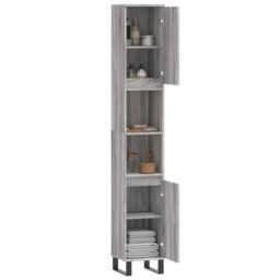 Berkfield Home Bathroom Cabinet Grey Sonoma 30x30x190 cm Engineered Wood - Size: 30 x 30 x 190 cm - thumbnail 4