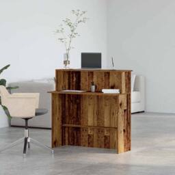 Berkfield Home Reception Desk Old Wood 100x50x103.5 cm Engineered Wood in Brown - thumbnail 4