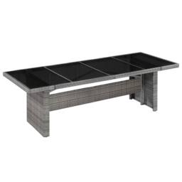 Berkfield Home Garden Table 240x90x74 cm Poly Rattan & Glass in Grey - Size: 240 x 90 x 74 cm