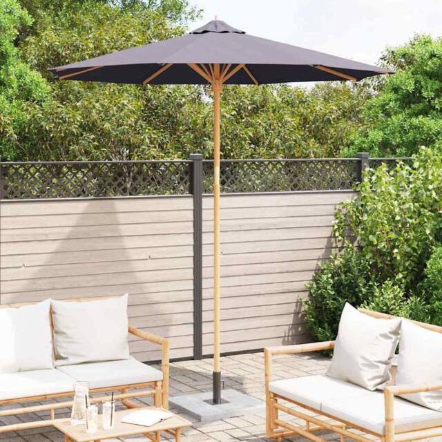 Berkfield Home Modern Dark Grey Garden Parasol 240x260 cm Bamboo - image 1