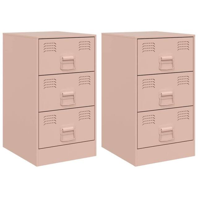 Berkfield Home Bedside Cabinets 2 pcs Pink 34.5x39x62 cm Steel - image 1
