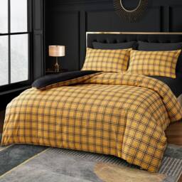 Grace Double Brushed Duvet Cover Set Supersoft with Zipper Closure in Gold - Size: Single