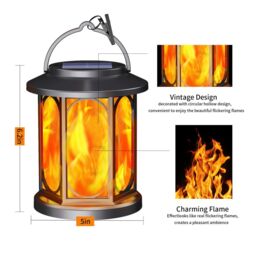 Leaper Pack of 1 Solar-Powered Outdoor Garden Flame Landscape Light in Black - thumbnail 5