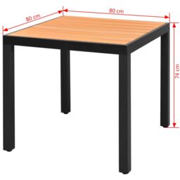Berkfield Home Garden Table Brown 80x80x74 cm Aluminium & WPC - Size: 80 x 80 x 74 cm - thumbnail 3