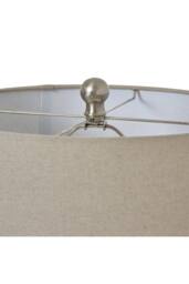 KDMD White Beaded Ceramic Lamp with Linen Shade - Elegant Coastal Decor - thumbnail 2