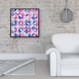 Warren Reed - Designer Interlocking Pink Blue Shape Framed Canvas in Black - Size: w10 inch x h10 inch - thumbnail 2