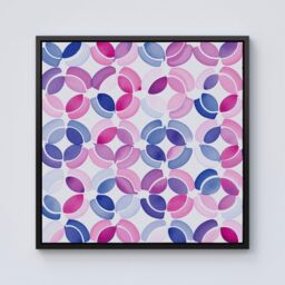 Warren Reed - Designer Interlocking Pink Blue Shape Framed Canvas in Black - Size: w10 inch x h10 inch - thumbnail 1