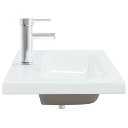 Berkfield Home Built-in Basin with Faucet 81x39x18 cm Ceramic White - Size: 81 x 39 x 18 cm - thumbnail 4