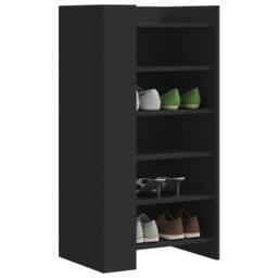 Berkfield Home Shoe Cabinet Black 52x37.5x100 cm Engineered Wood - thumbnail 2