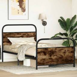 Berkfield Home Bed Frame Without Mattress 100x190 cm Smoked Oak Engineered Wood in Brown - thumbnail 4