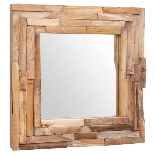 Berkfield Home Practical Decorative Mirror Teak 60x60 cm Square in Brown - image 1