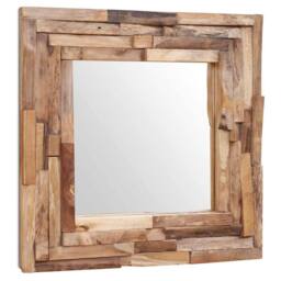 Berkfield Home Practical Decorative Mirror Teak 60x60 cm Square in Brown - thumbnail 5