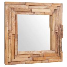 Berkfield Home Practical Decorative Mirror Teak 60x60 cm Square in Brown - thumbnail 4