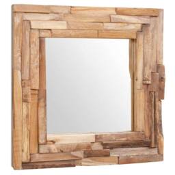 Berkfield Home Practical Decorative Mirror Teak 60x60 cm Square in Brown - thumbnail 1