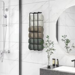SPETLEK 3 Bar Wall Mounted Metal Towel Rack Black Bathroom Hanging Towel Rail - thumbnail 3