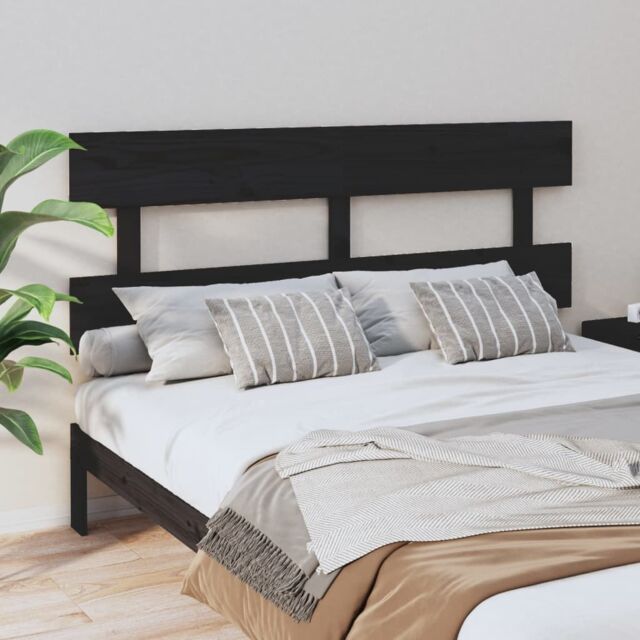 Berkfield Home Bed Headboard Black 164x3x81 cm Solid Wood Pine - Size: 164 x 3 x 81 cm - image 1